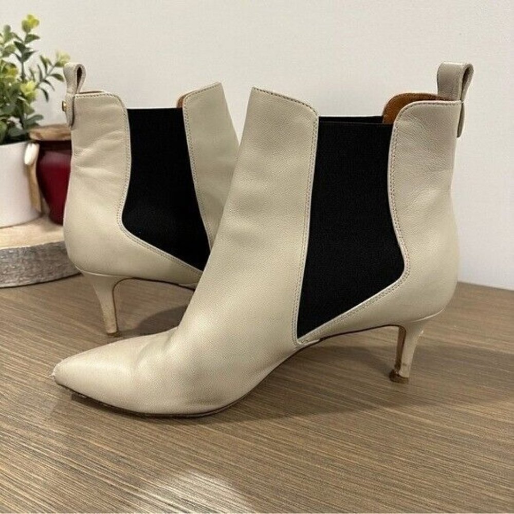 Veronica Beard Women's Parker Kitten heel Bootie in Bone Sz 7